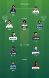 ENG vs IND Today Grand League Team